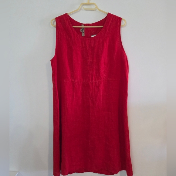 Flax Dresses & Skirts - FLAX red linen A-line dress Sz M